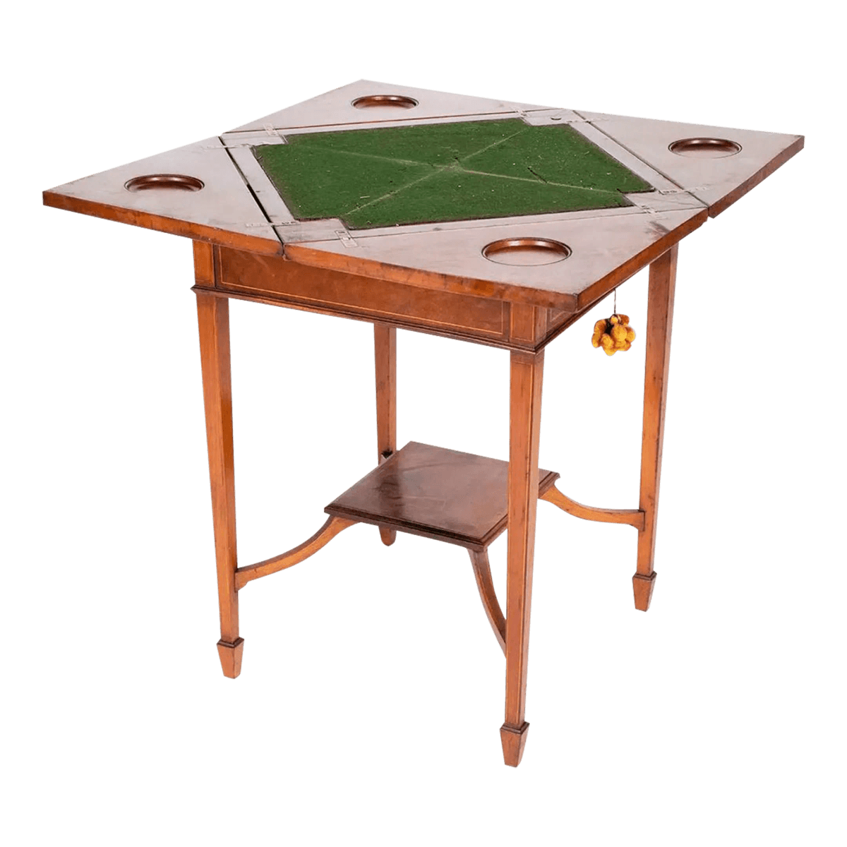 English Antique Edwardian Mahogany 'Envelope' Game Table - Provenance Adolphus Busch Heirs - Circa 1900 - Thumbnail 2