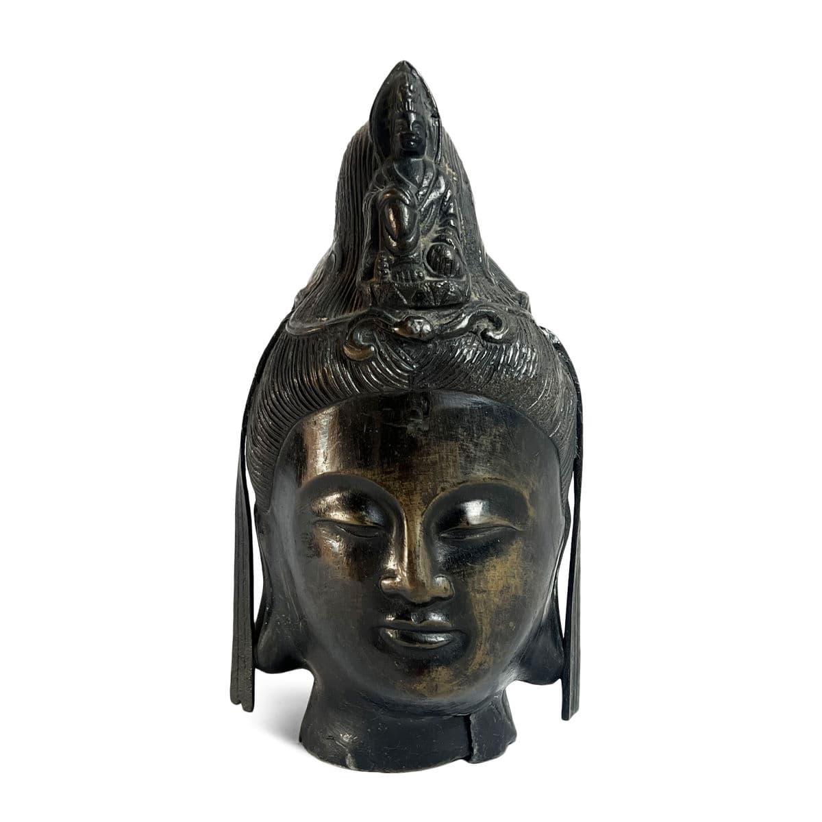 Antique Bronze Quan Yin Head - Thumbnail 2