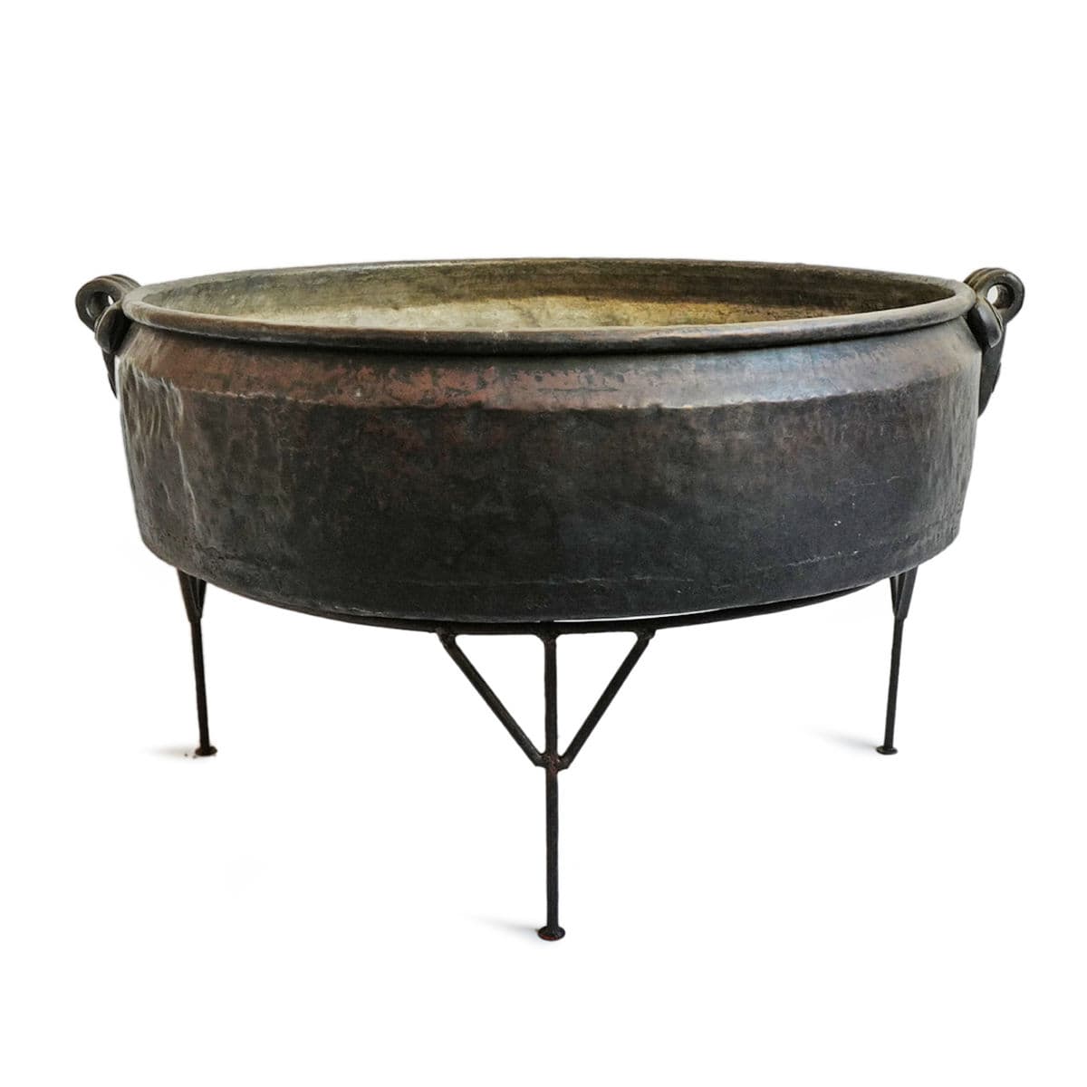 Old India Bronze Low Bowl on Stand - Thumbnail 2