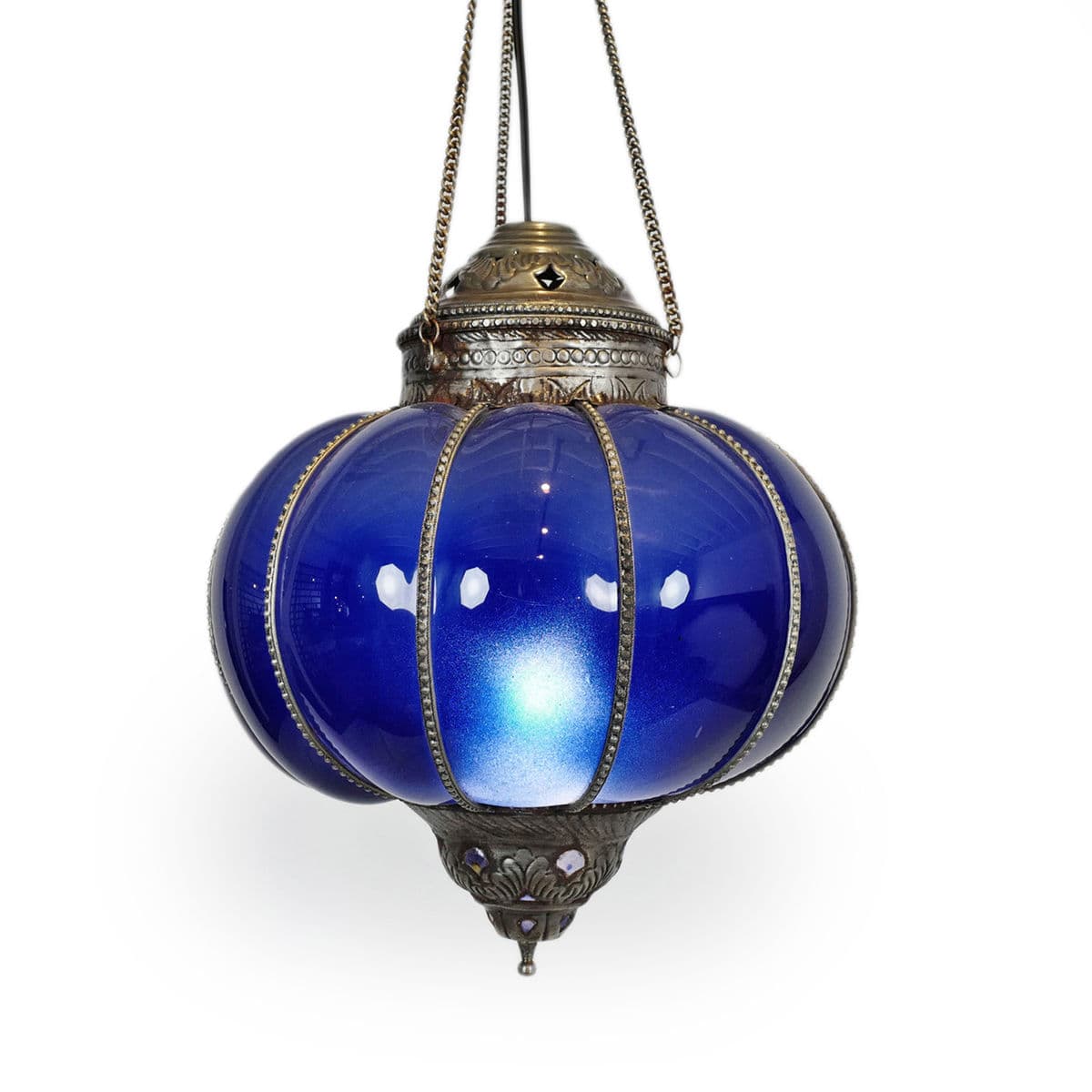 Vintage Blue Pumpkin Lantern Large - Thumbnail 2
