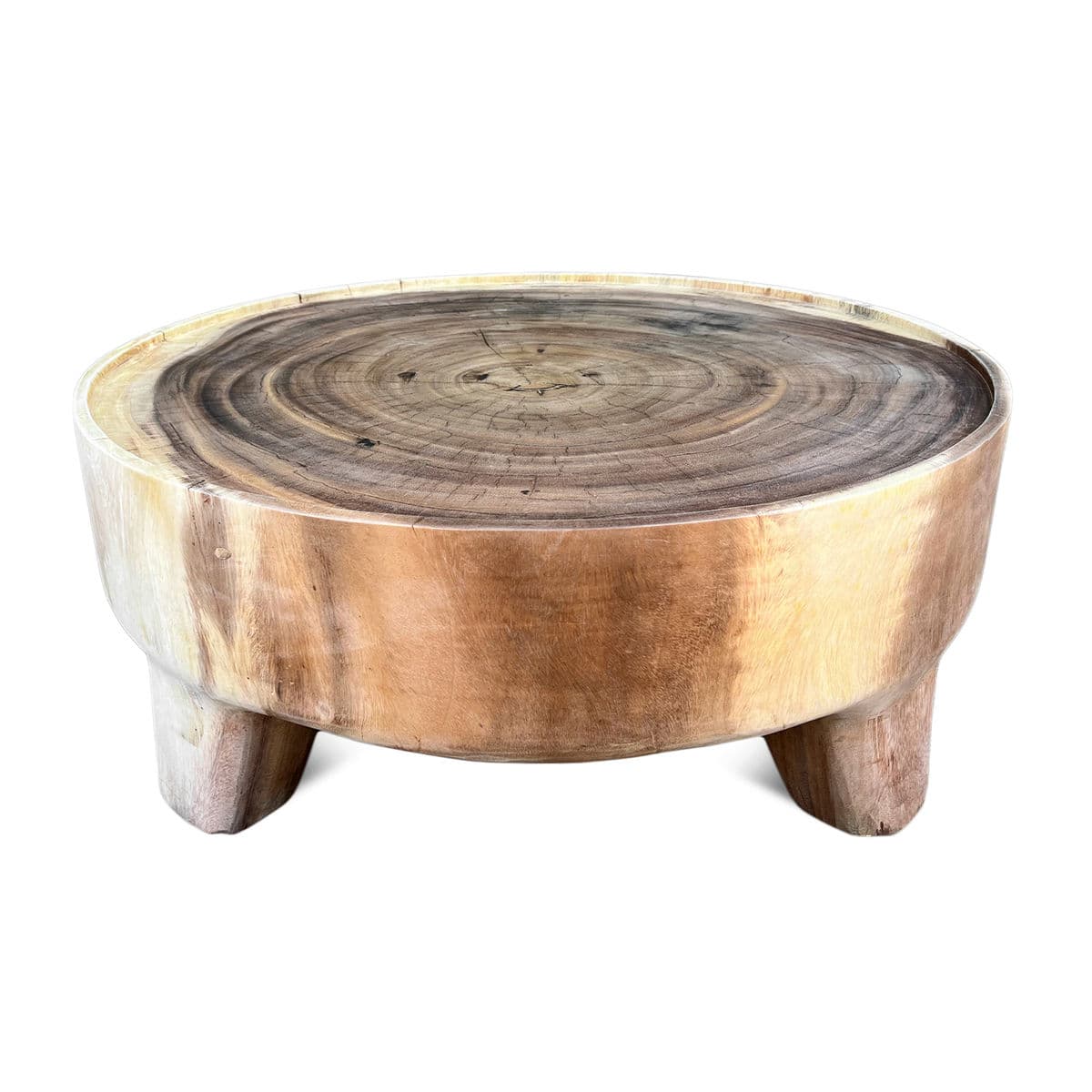 Raw Acacia Low Round Coffee Table - Thumbnail 2