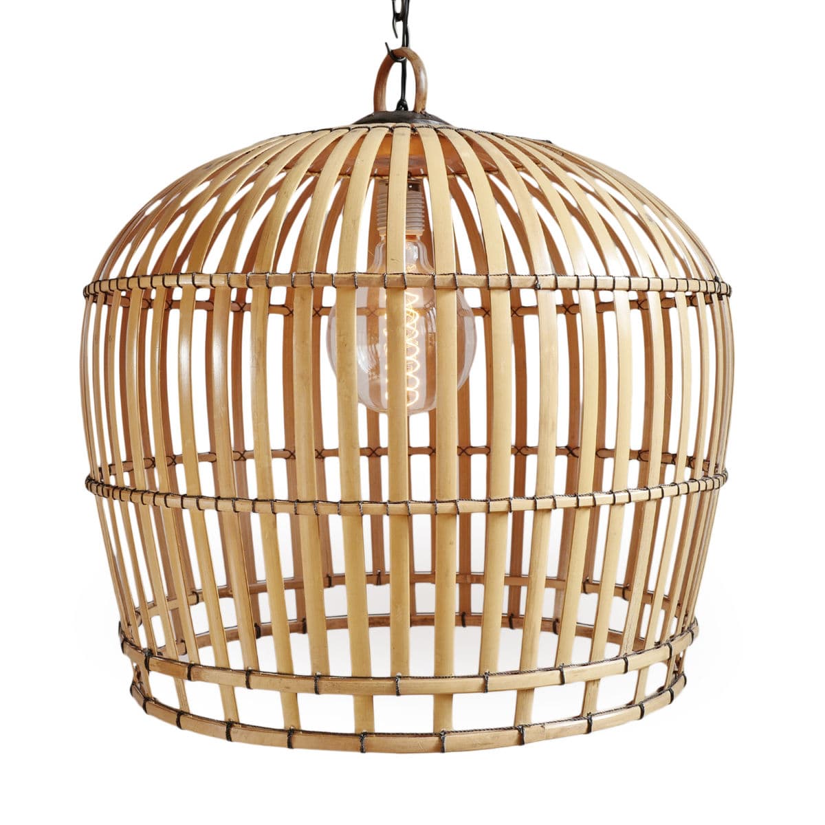 Bamboo Strip Cage Pendant Light - Thumbnail 2