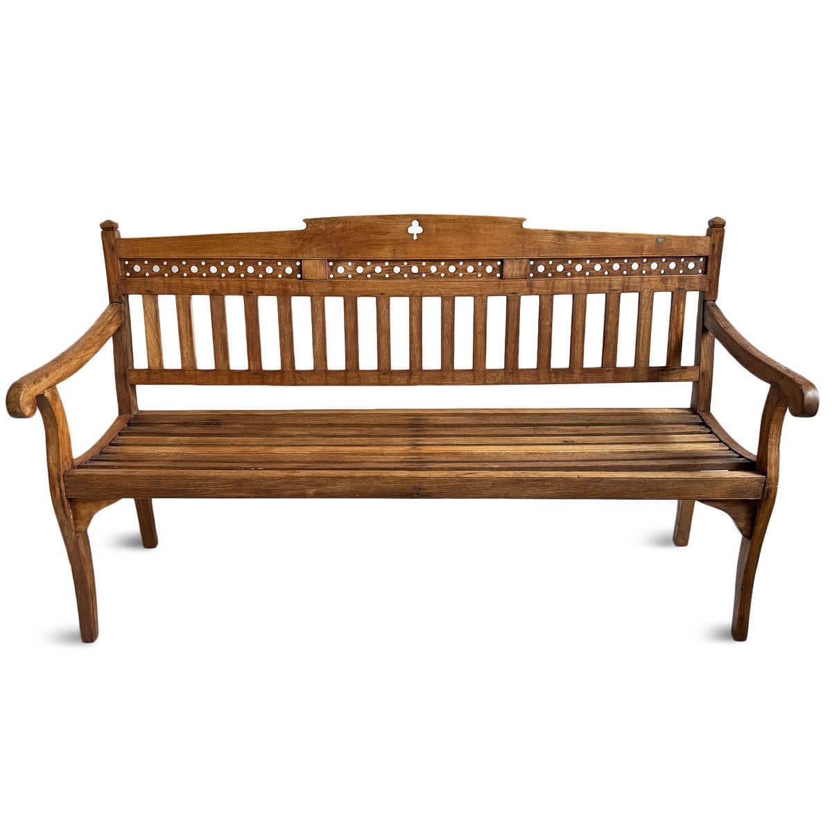 Vintage Colonial Teak Slat Bench - Thumbnail 2