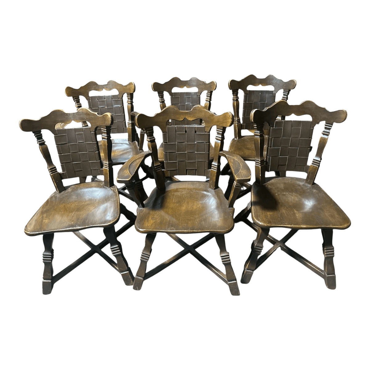 1950s Romweber Viking Oak Dining Chairs - Set of 6 Including 2 Armchairs - Thumbnail 2