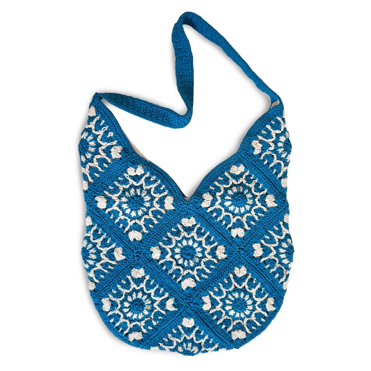 Teal Blue Macrame Shoulder Bag - Thumbnail 2