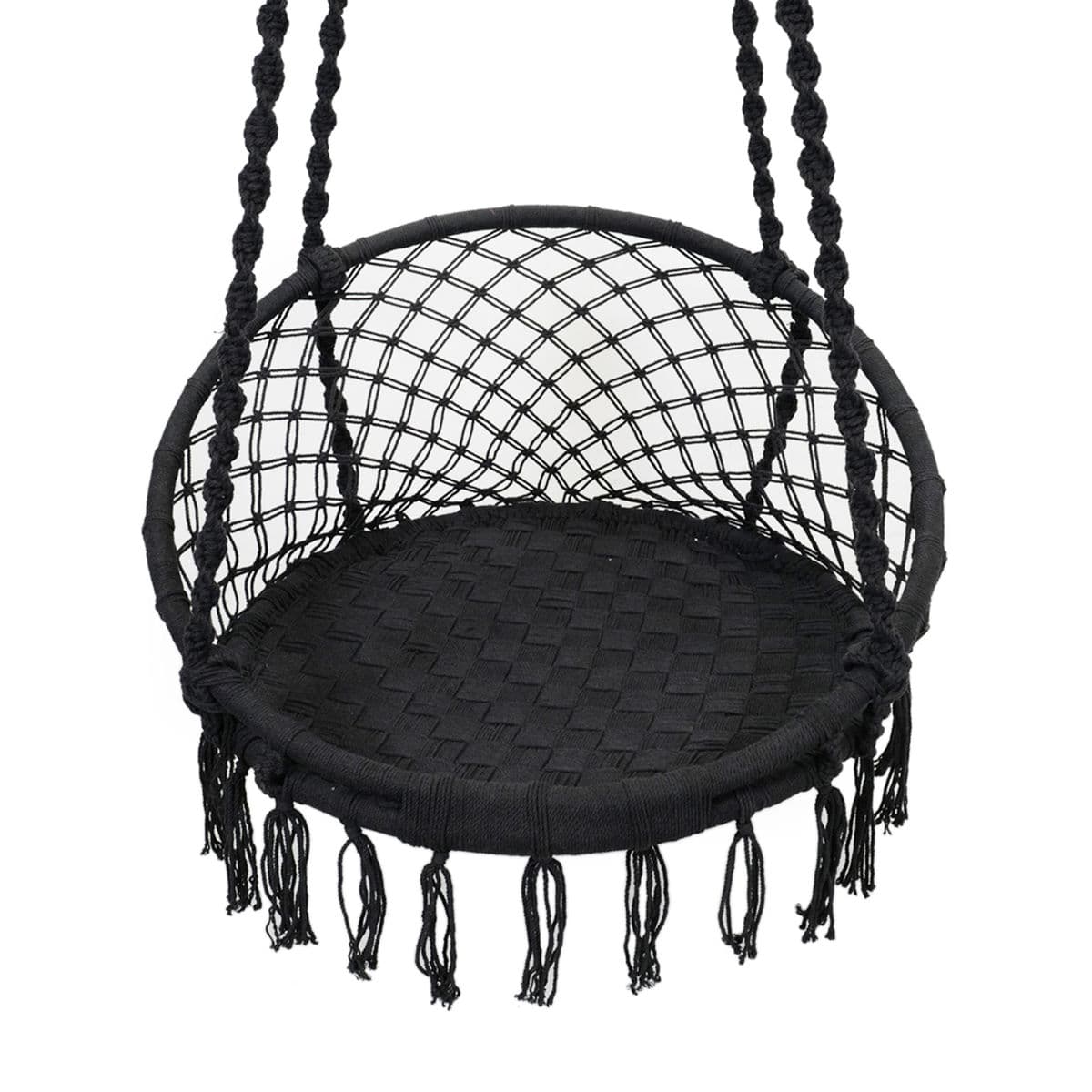 Black Macrame Rope Swing Chair - Thumbnail 2