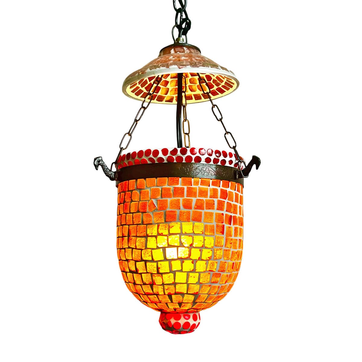 Small Orange Mosaic Bucket Pendant - Thumbnail 2