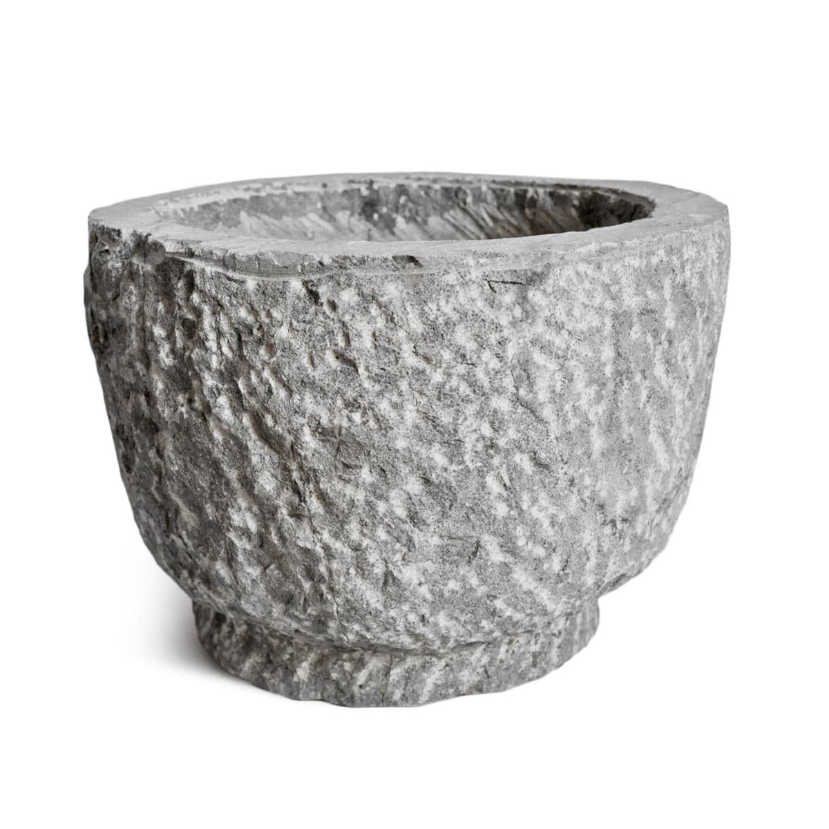 Old Chiseled Granite Stone Pot - Thumbnail 2
