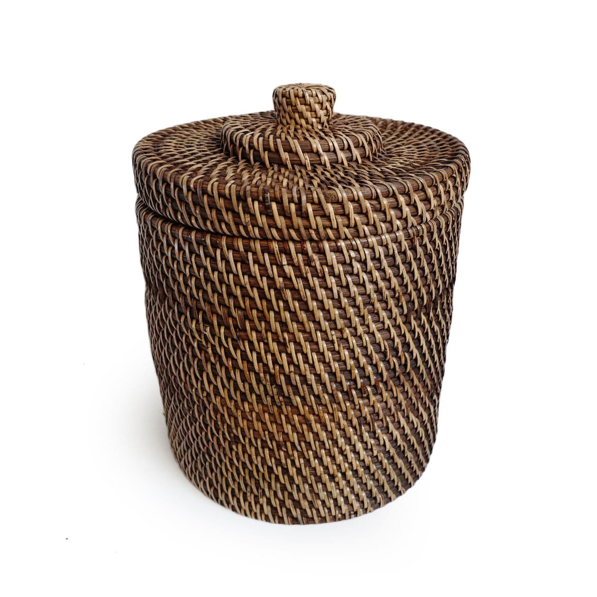 Tea Stain Rattan Basket w/Lid - Thumbnail 2