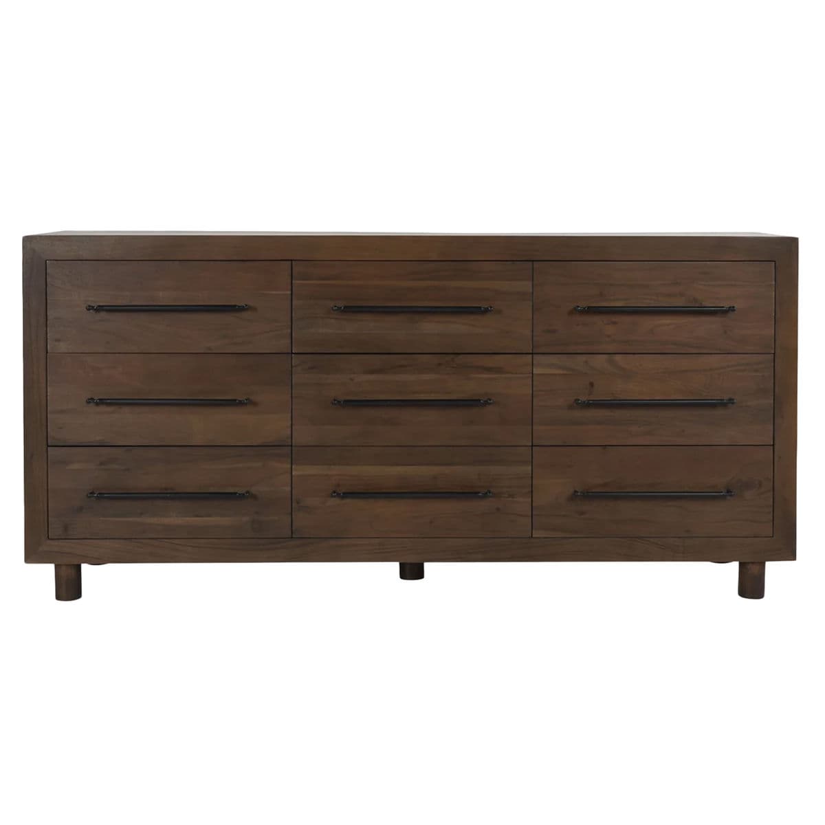 Modern Brown Acacia 9-Drawer Dresser - Thumbnail 2