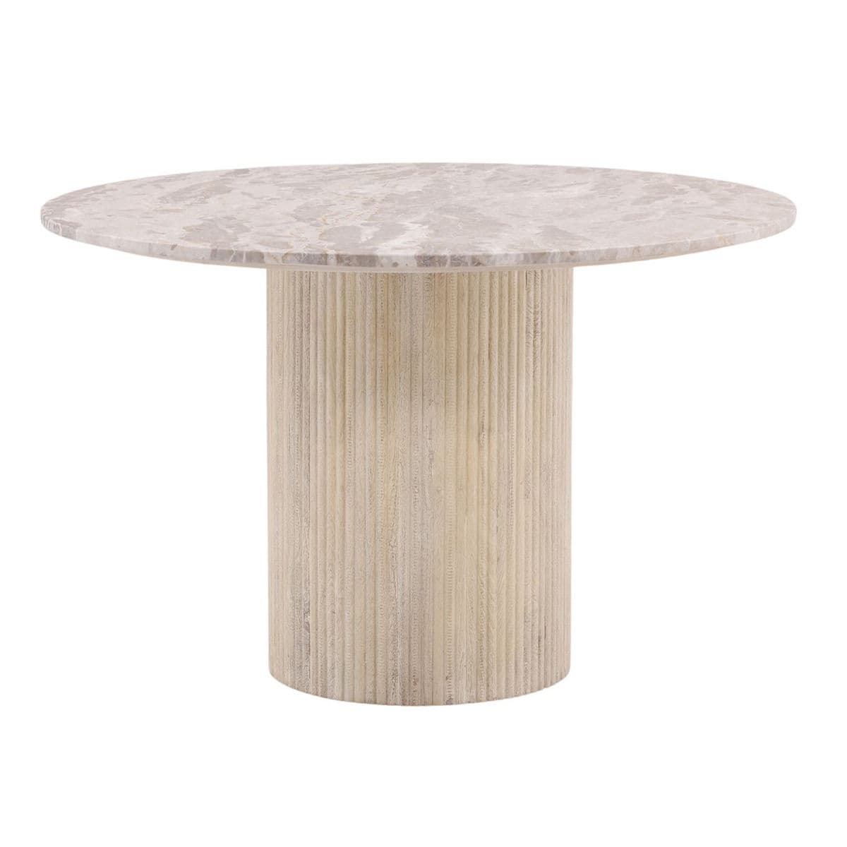 Round Beige Marble Fluted Dining Table - Thumbnail 2