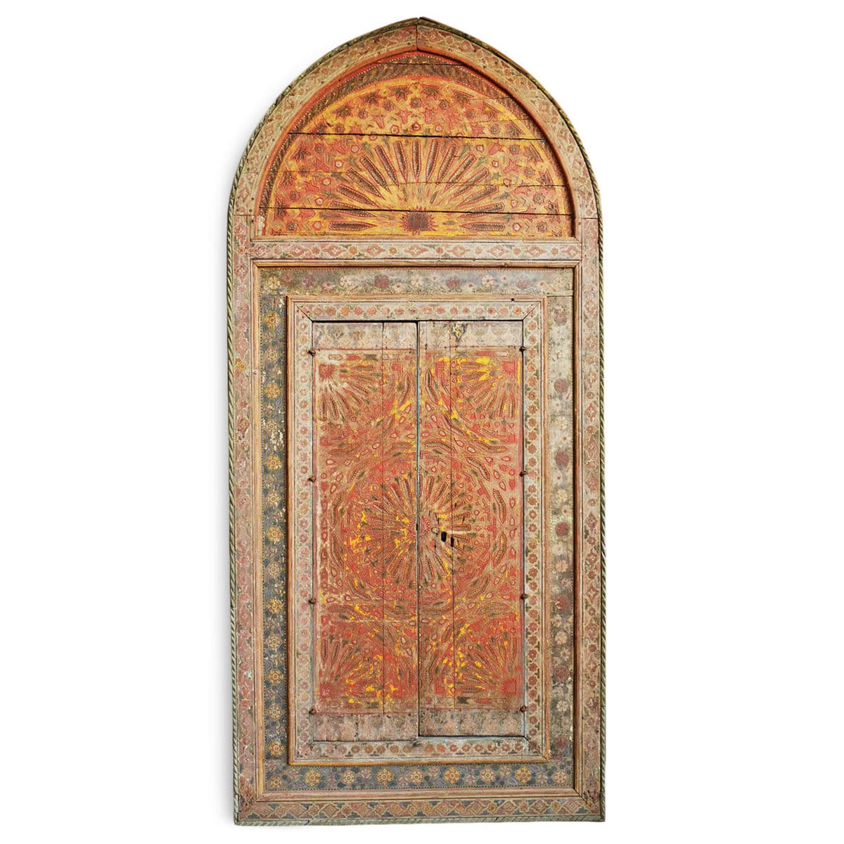Antique Moroccan Painted Tall Window Mirror - Thumbnail 2