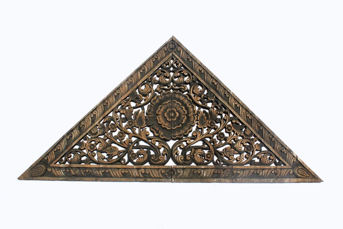 Antique Burn Triangle Carved Panel Medium - Thumbnail 2