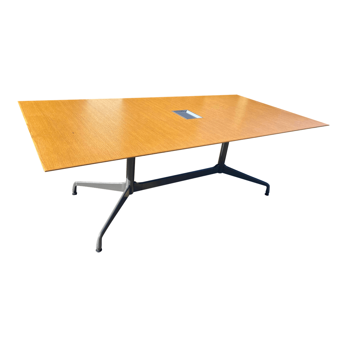 1980s Vintage Eames Herman Miller Style Conference Table With Walnut Wooden Top. - Thumbnail 2