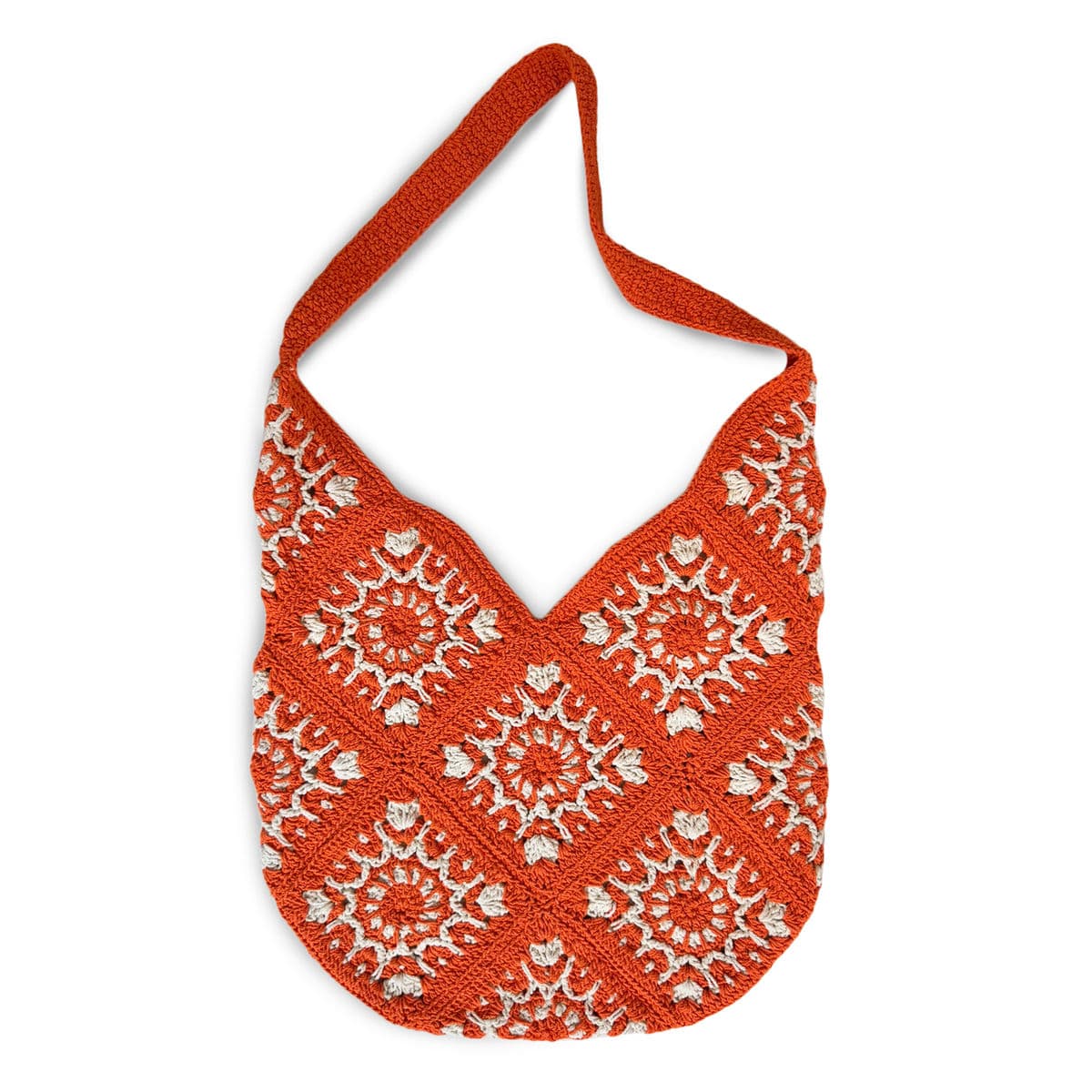 Orange Macrame Shoulder Bag - Thumbnail 2