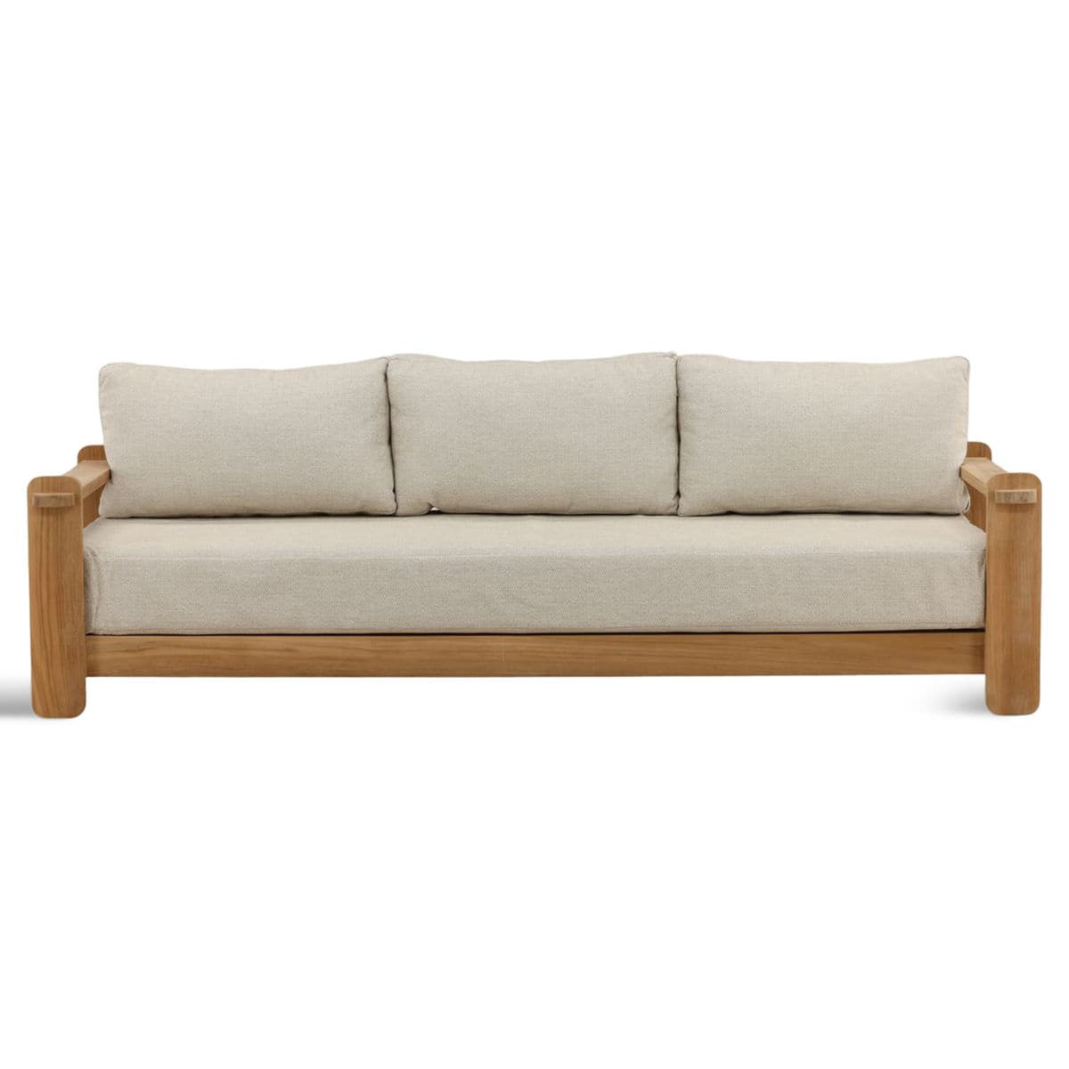Outdoor Teak & Taupe Cushion Sofa - Thumbnail 2