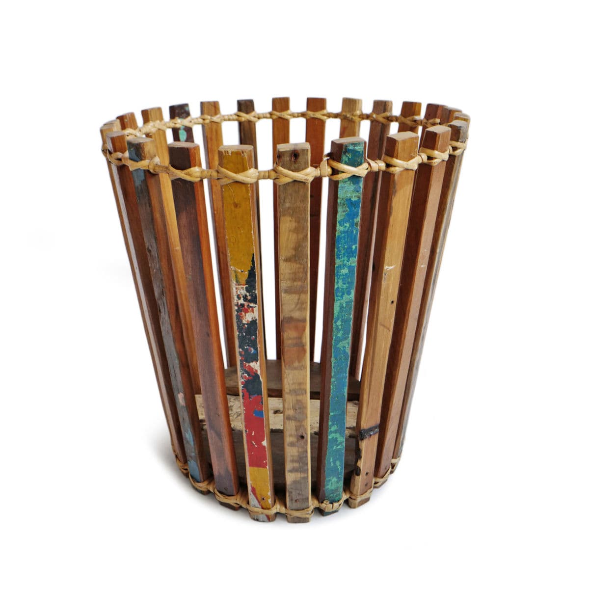 Salvaged Boat Wood Basket Medium - Thumbnail 2