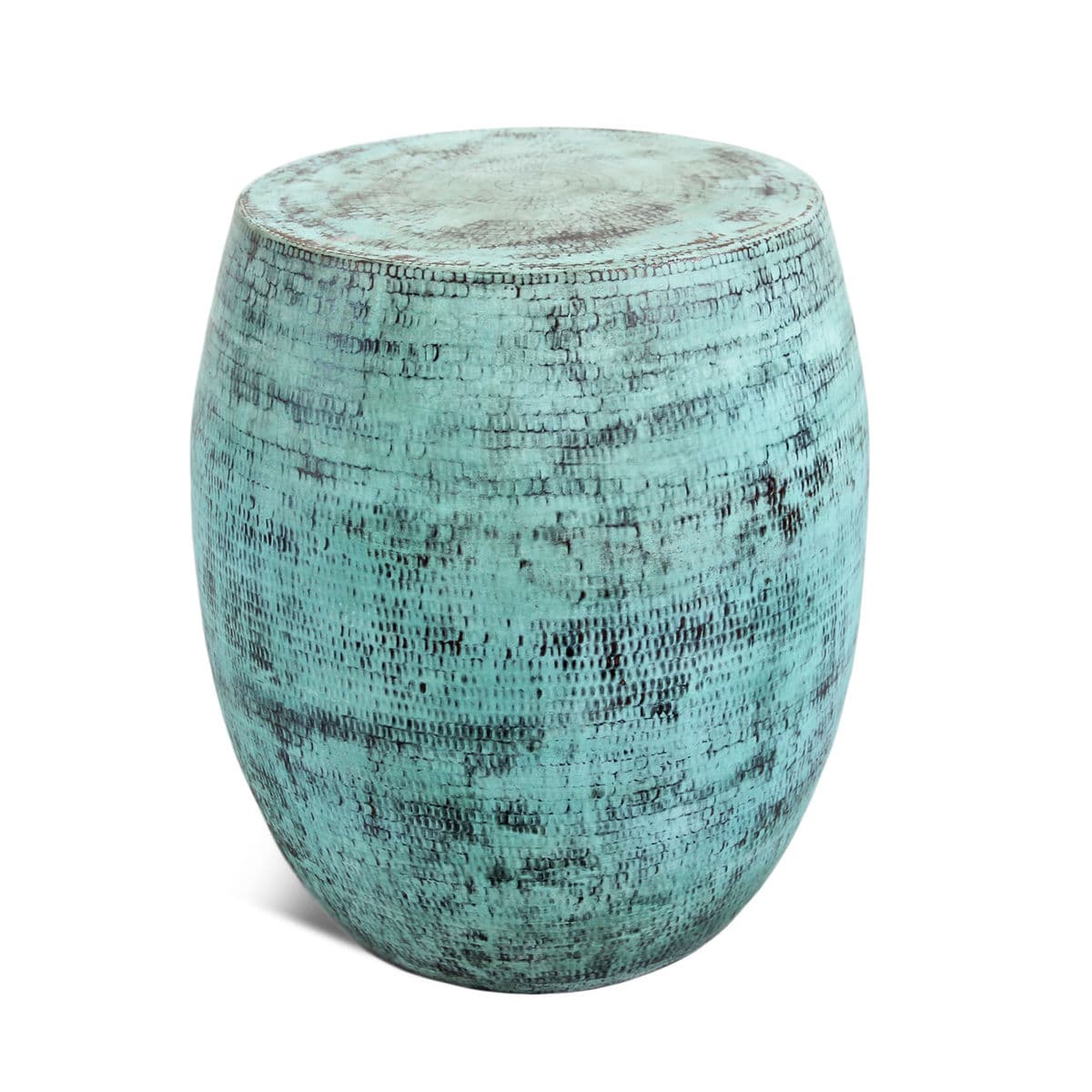 Hammered Copper Barrel Side Table / Stool - Thumbnail 2