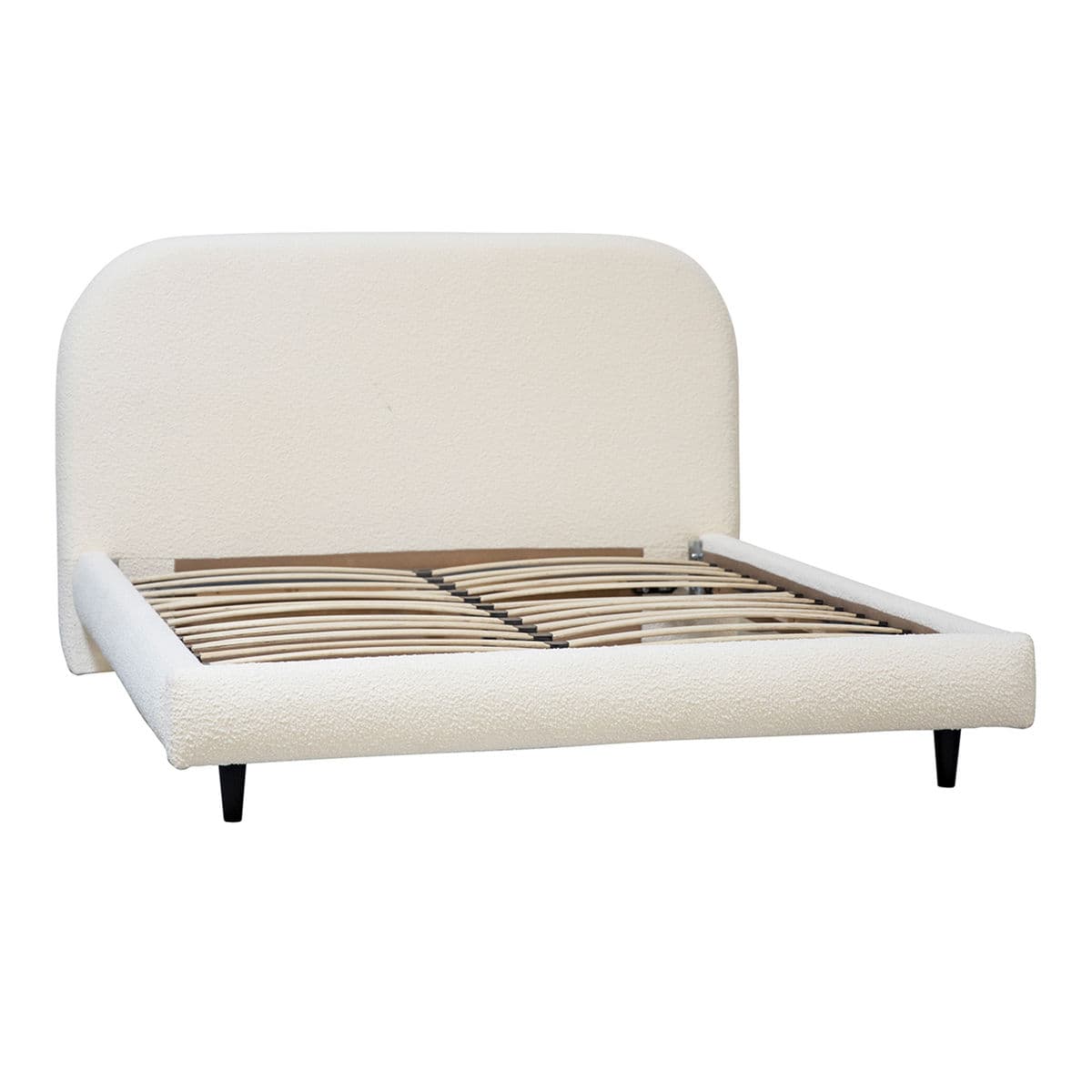 White Mod Boucle Queen Bed Frame - Thumbnail 2