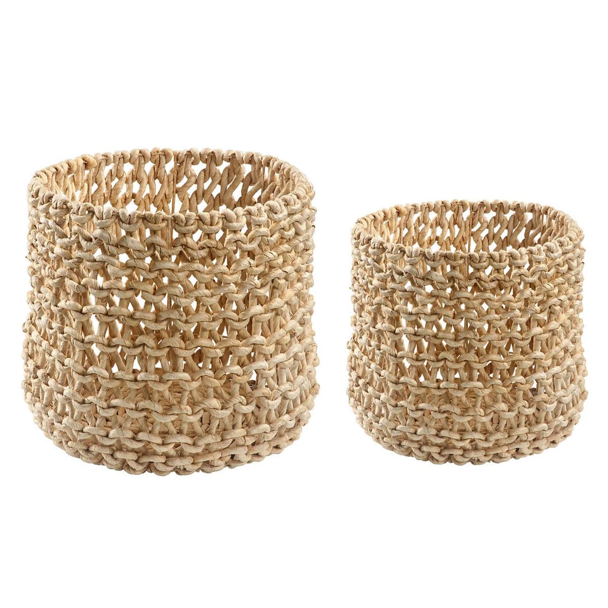 Set of 2 Natural Abaca Woven Baskets - Thumbnail 2
