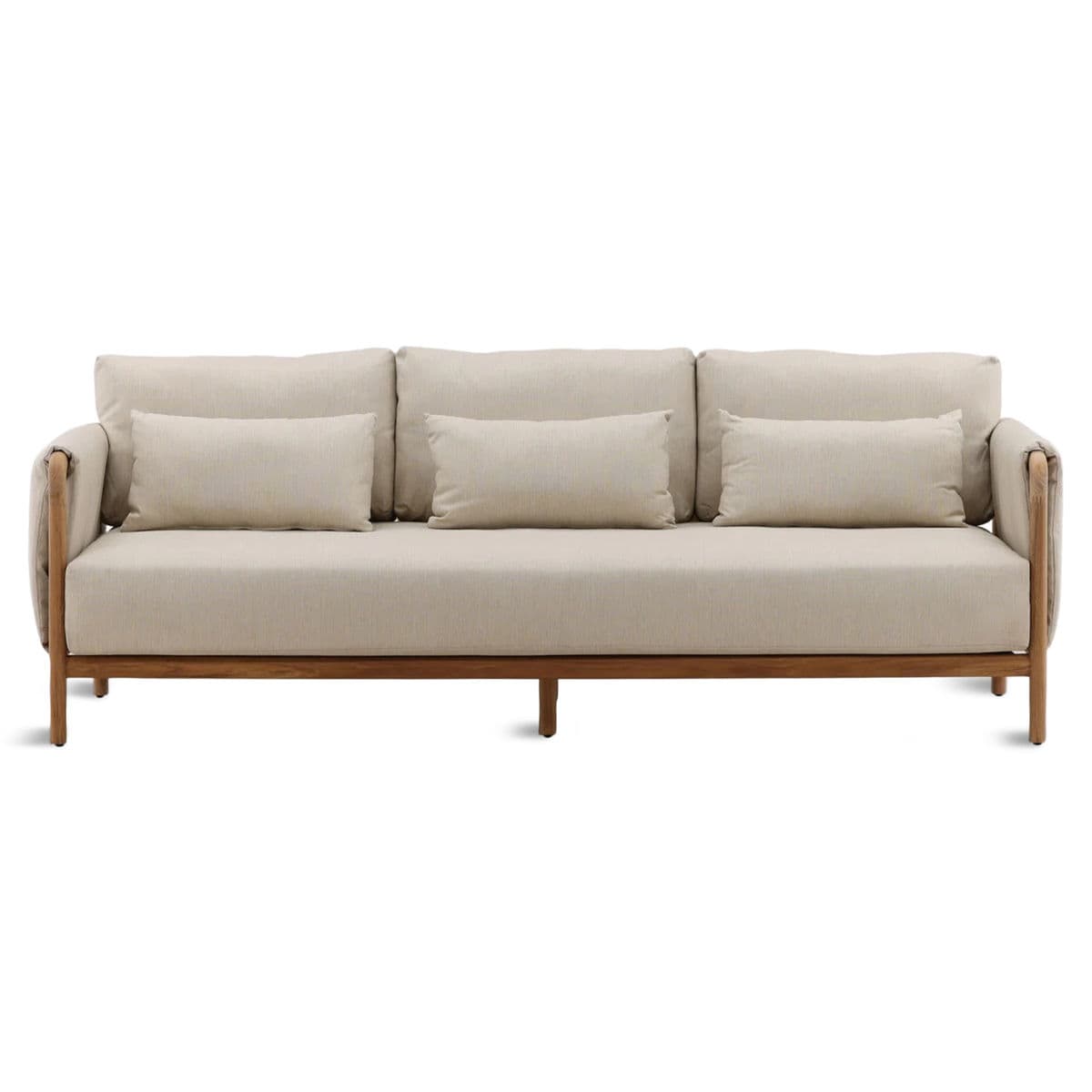 Hermosa Outdoor Teak & Beige Sofa - Thumbnail 2