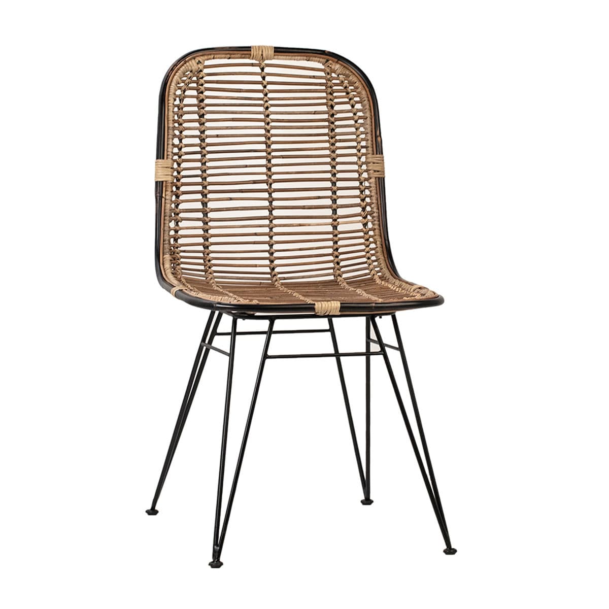 Rattan & Black Dining Chair - Thumbnail 2