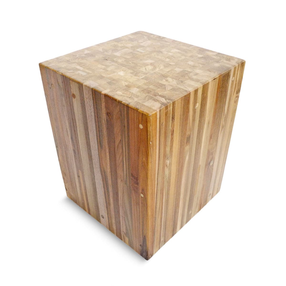 Reclaimed Teak Cube Stool / Side Table - Thumbnail 2
