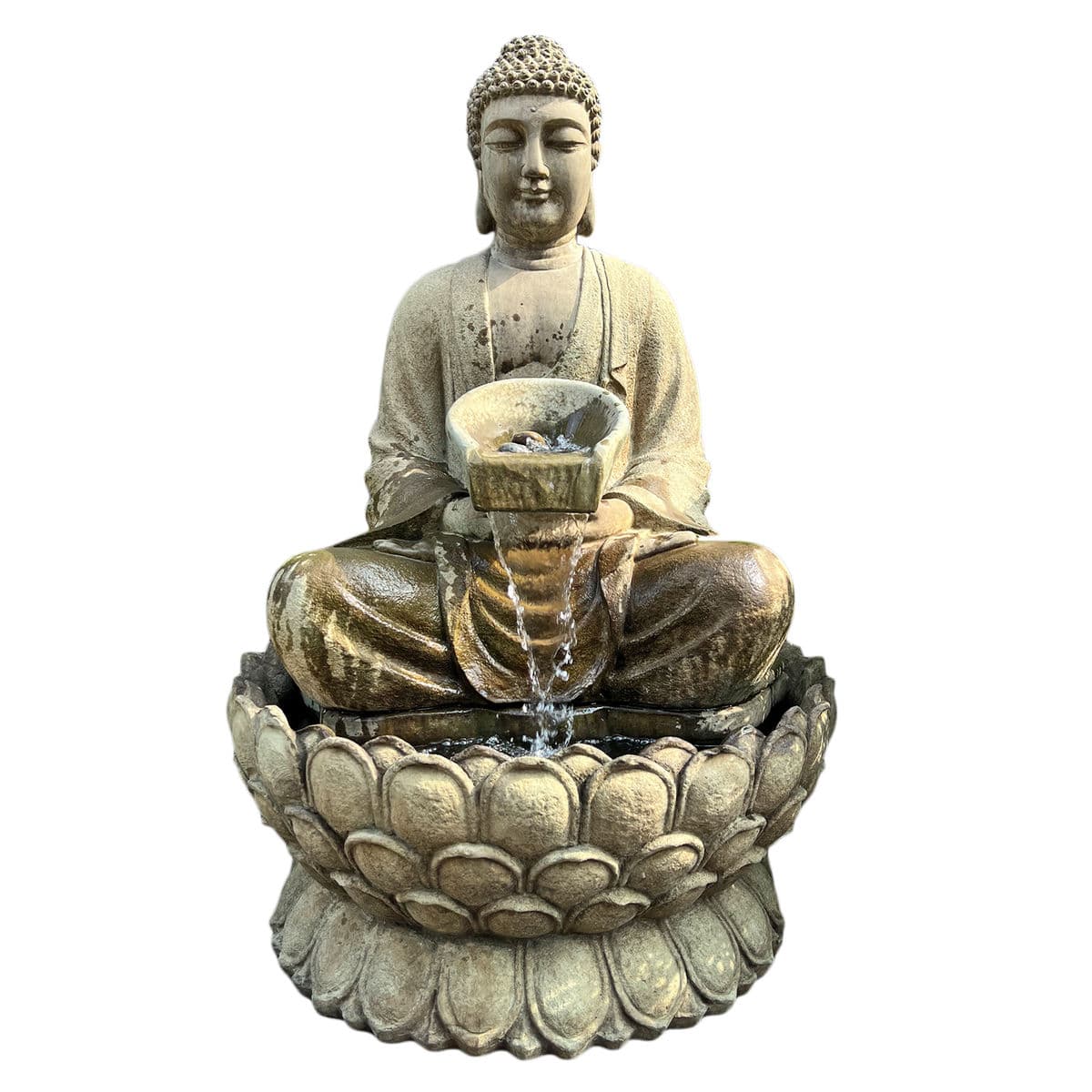 Sitting Lotus Buddha Fountain - Sage - Thumbnail 2