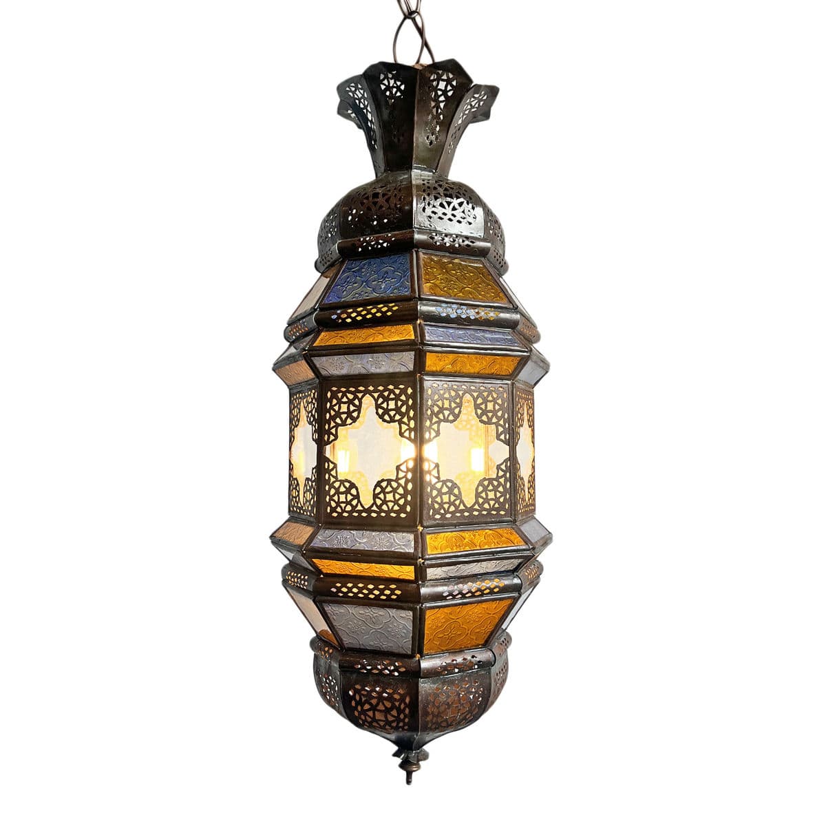 Moroccan Blue & Amber Pendant Light - Thumbnail 2