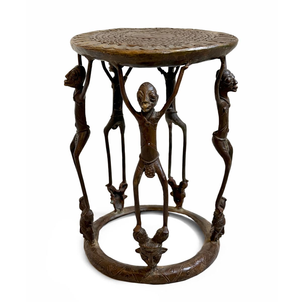 Vintage Bronze Tikar Stool - Thumbnail 2