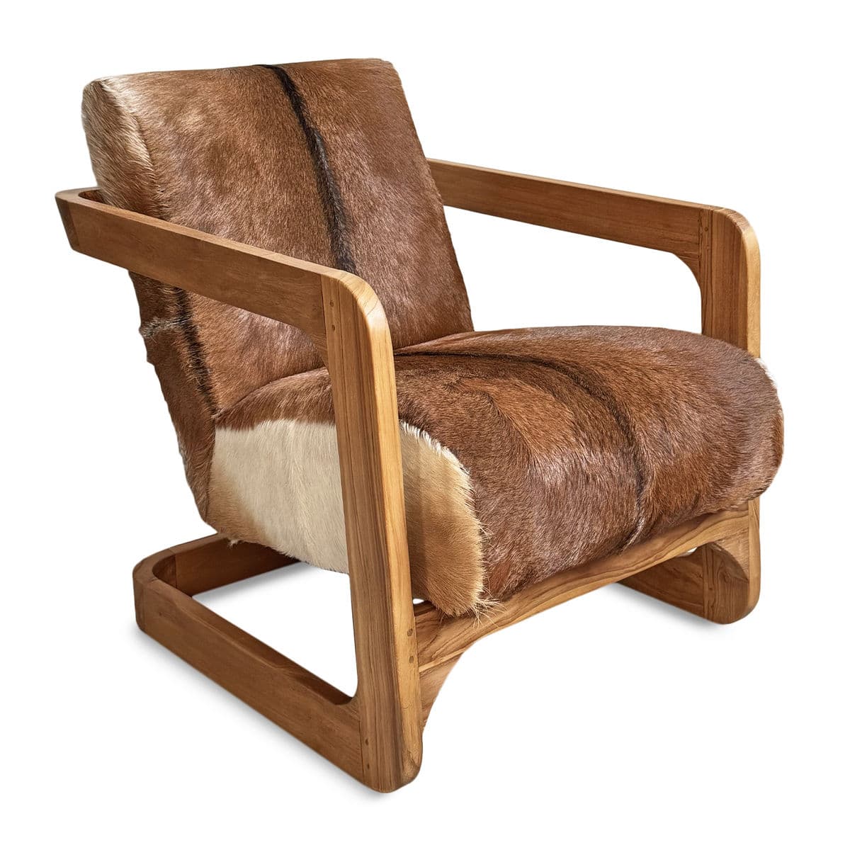 Teak & Hide Arm Chair - Thumbnail 2