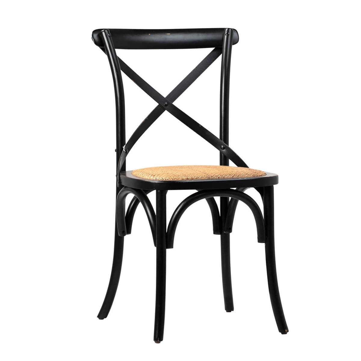 Antiqued Black Wood & Rattan Dining Chair - Thumbnail 2