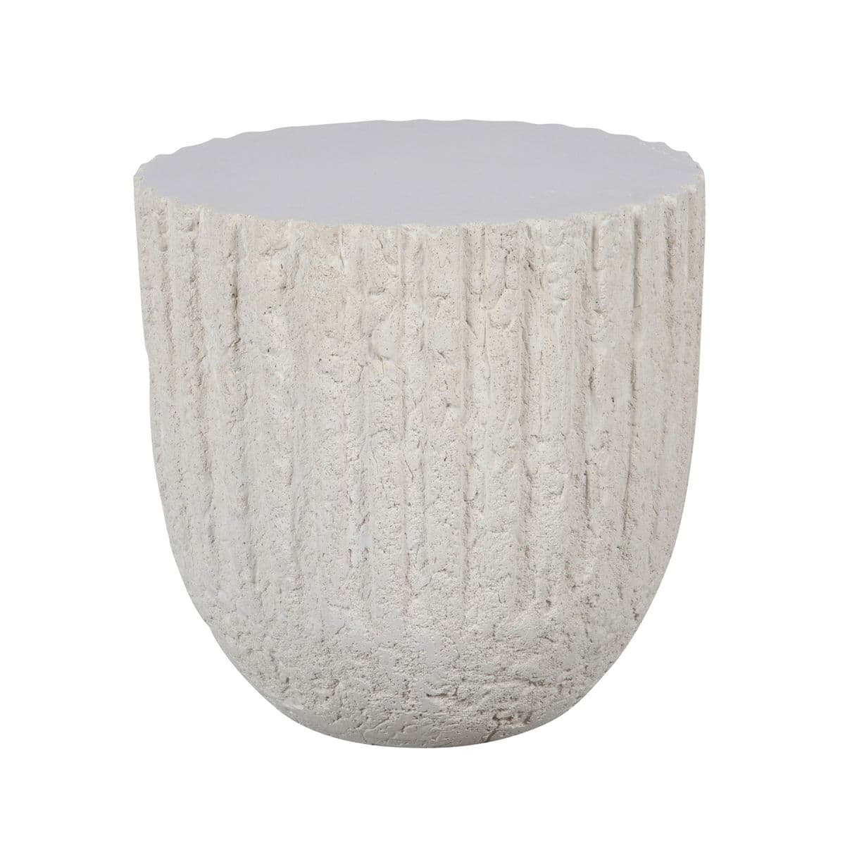 Outdoor White Cement End Table - Thumbnail 2