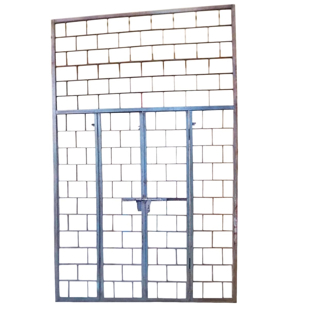 Vintage Blue Brick Pattern Iron Gate - Thumbnail 2