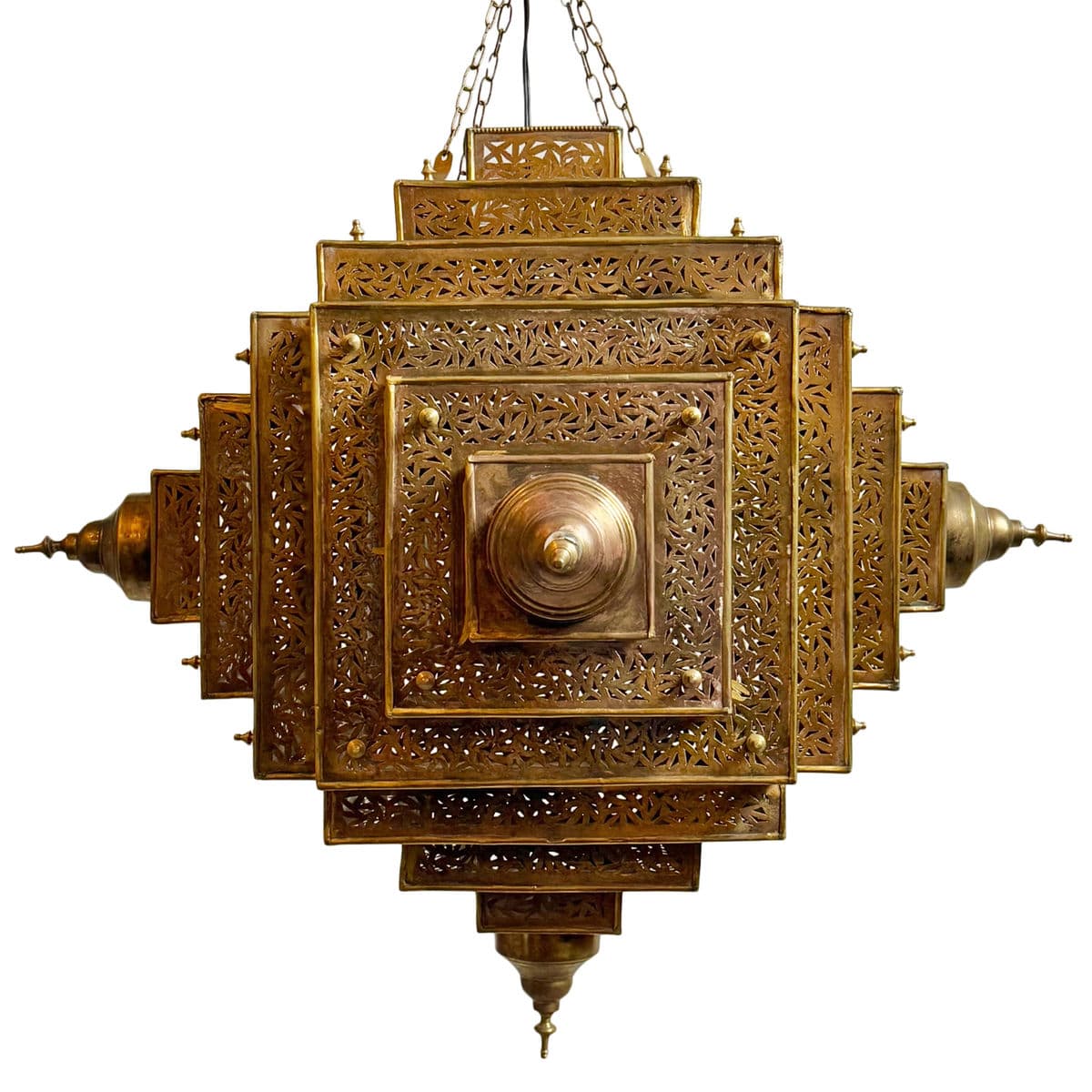 Brass Pyramid Triangle Pendant Large - Thumbnail 2