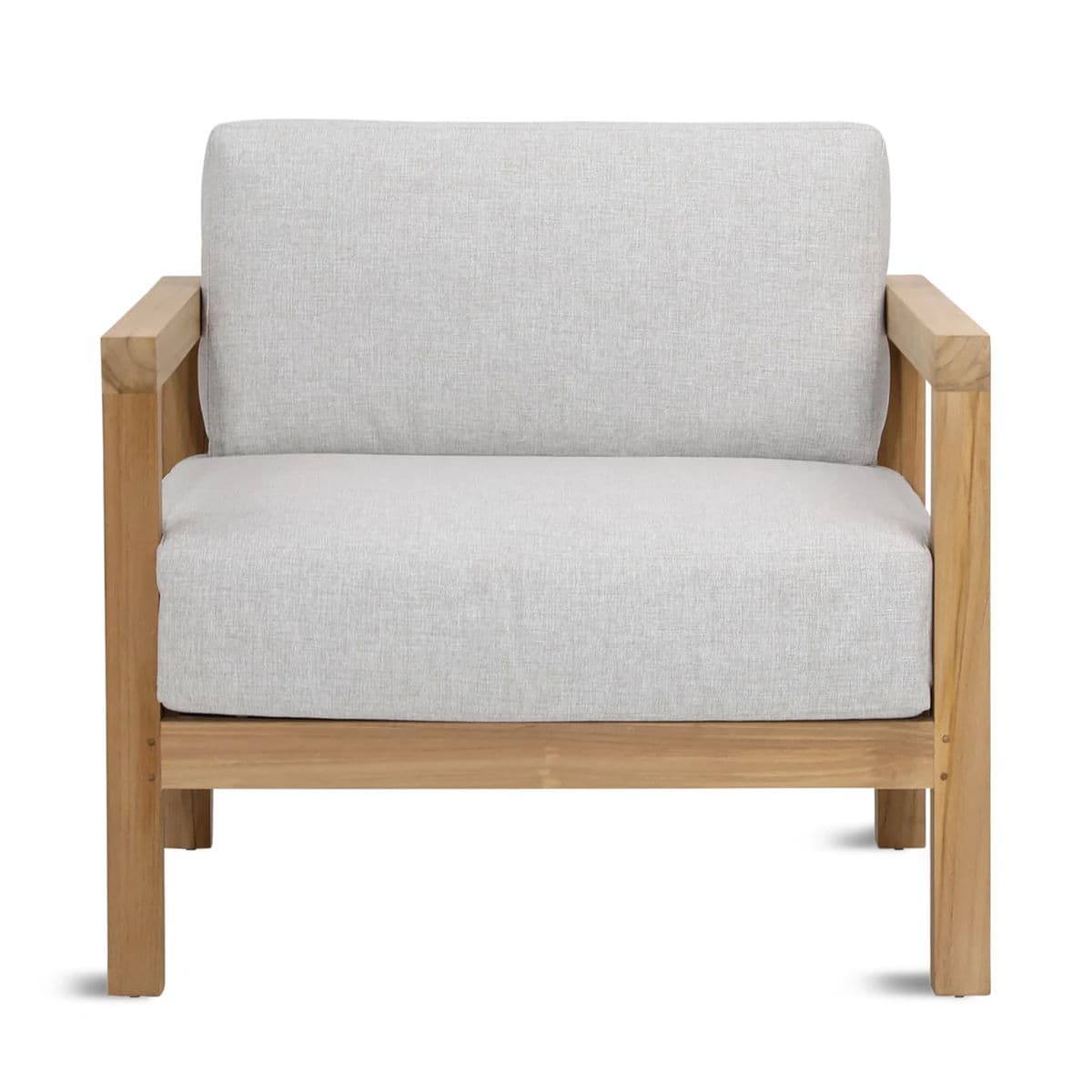 Outdoor Pale Grey & Teak Arm Chair - Thumbnail 2