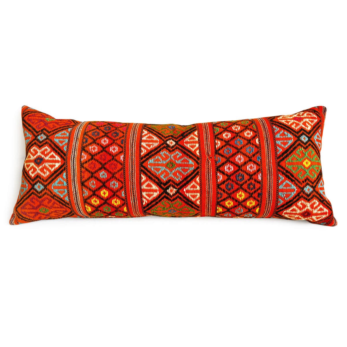 Vintage Orange Textile Lumbar Pillow - Thumbnail 2