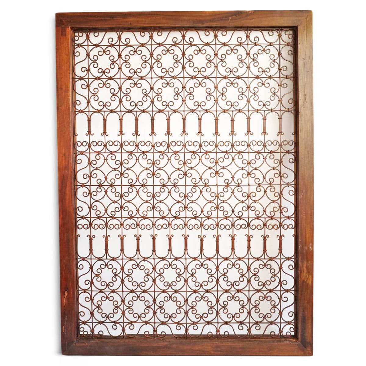 Large Wood Framed Open Iron Screen - Thumbnail 2