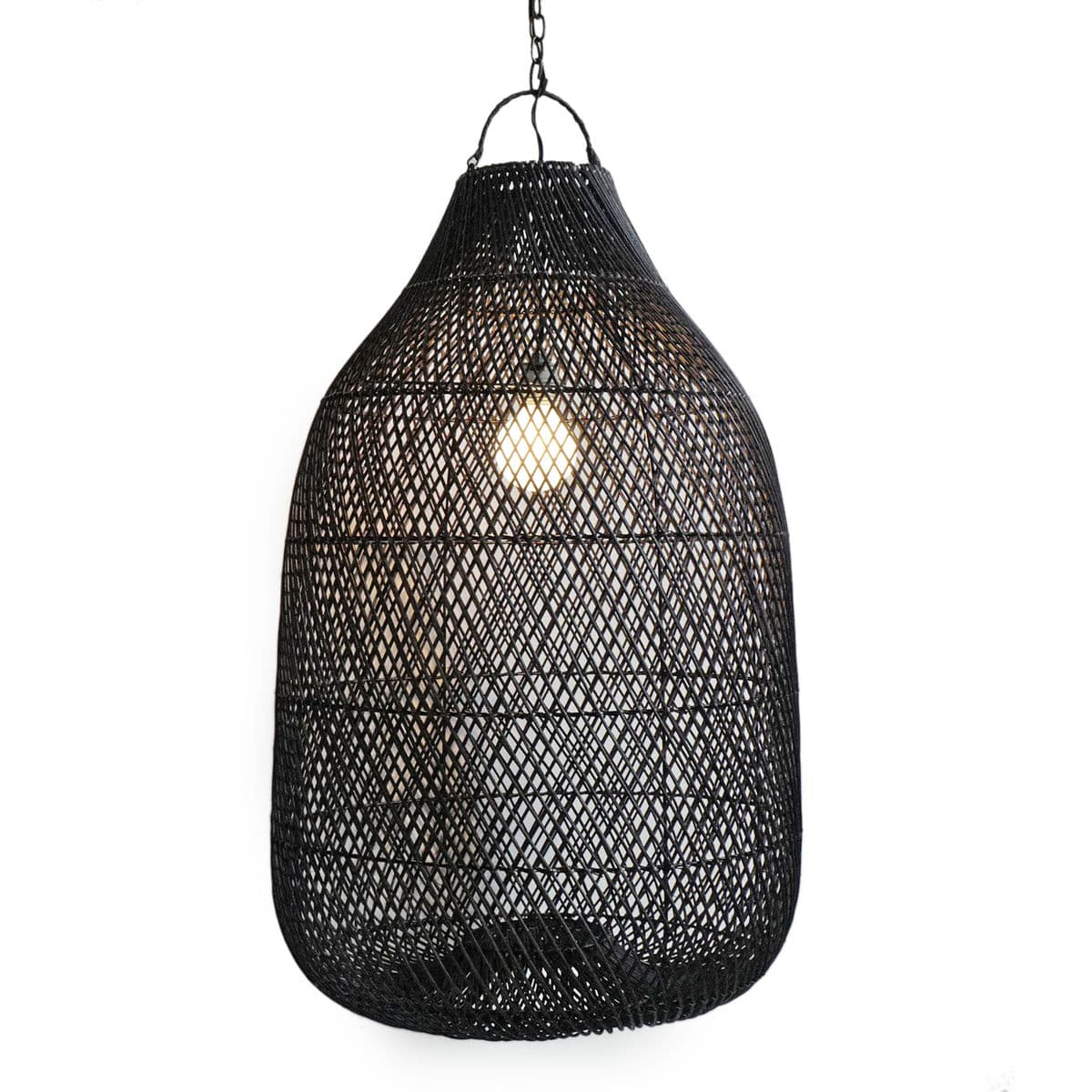 Black Wicker Bottle Lantern Large - Thumbnail 2