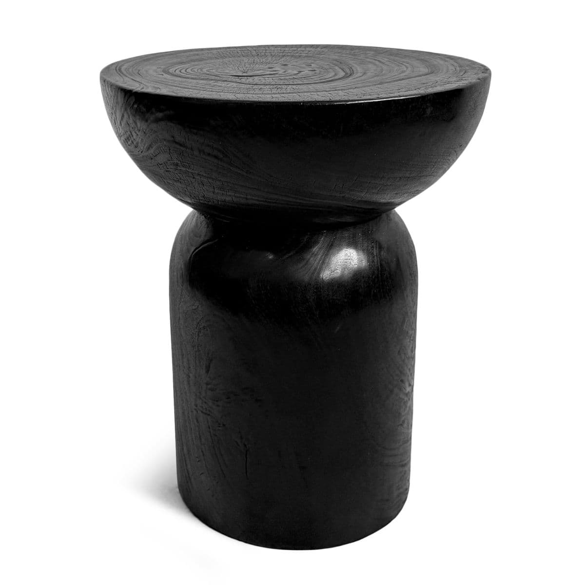Black Wood Cork Stool Side Table - Thumbnail 2