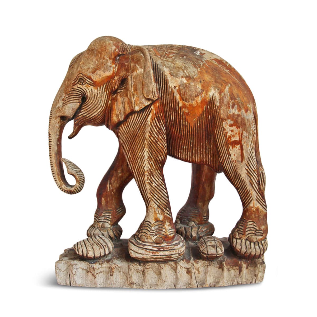 Antique Thai Wood Elephant - Thumbnail 2