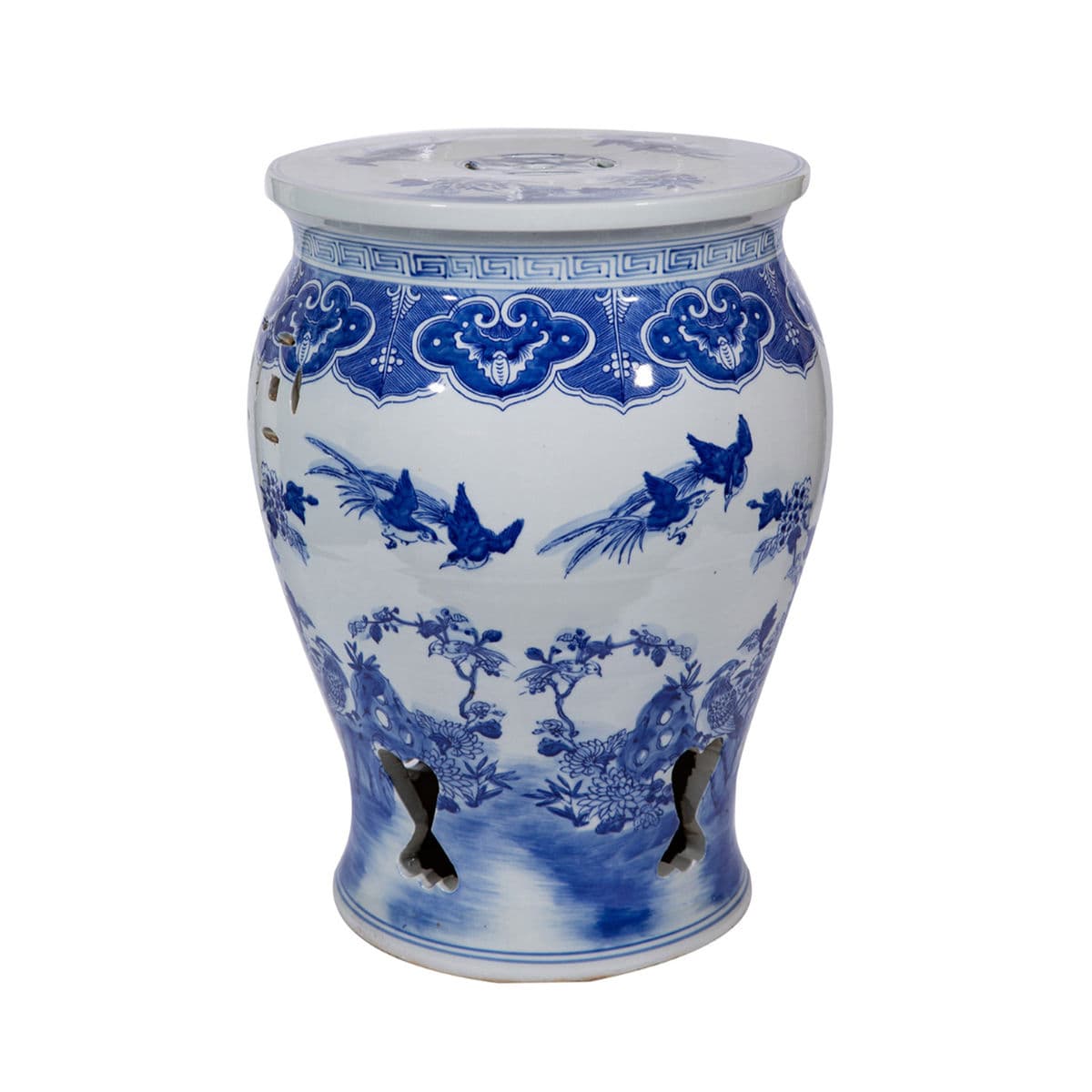 Blue & White Bird Garden Stool - Thumbnail 2