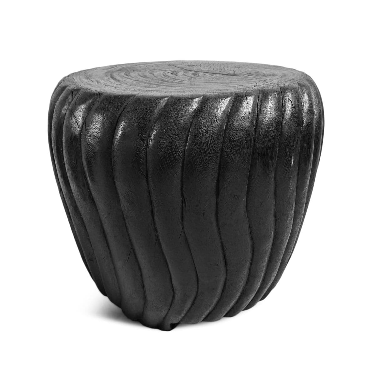 Black Stained Wood Swirl Stool - Thumbnail 2
