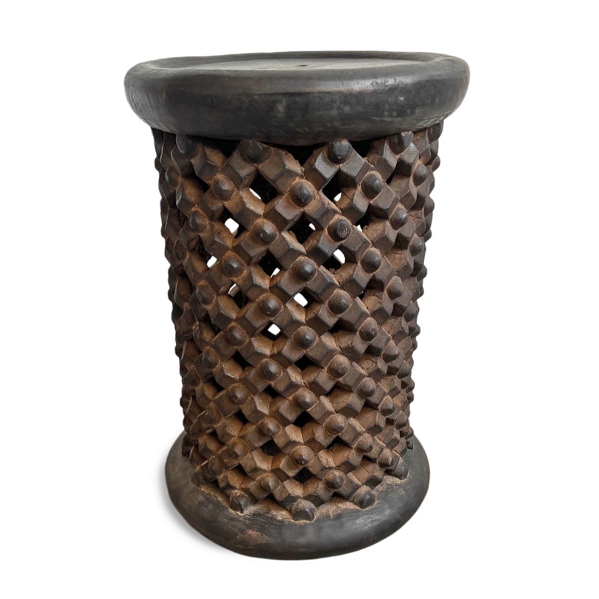 Bamileke Tall Side Table Stool - Thumbnail 2