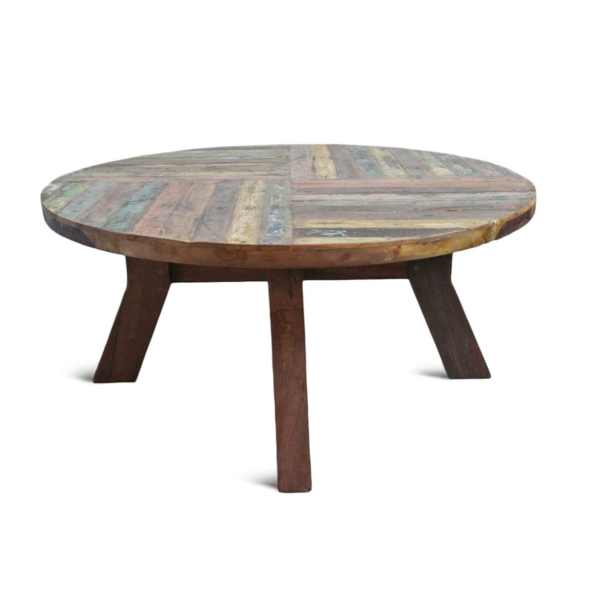 Reclaimed Round Boat Wood Coffee Table - Thumbnail 2