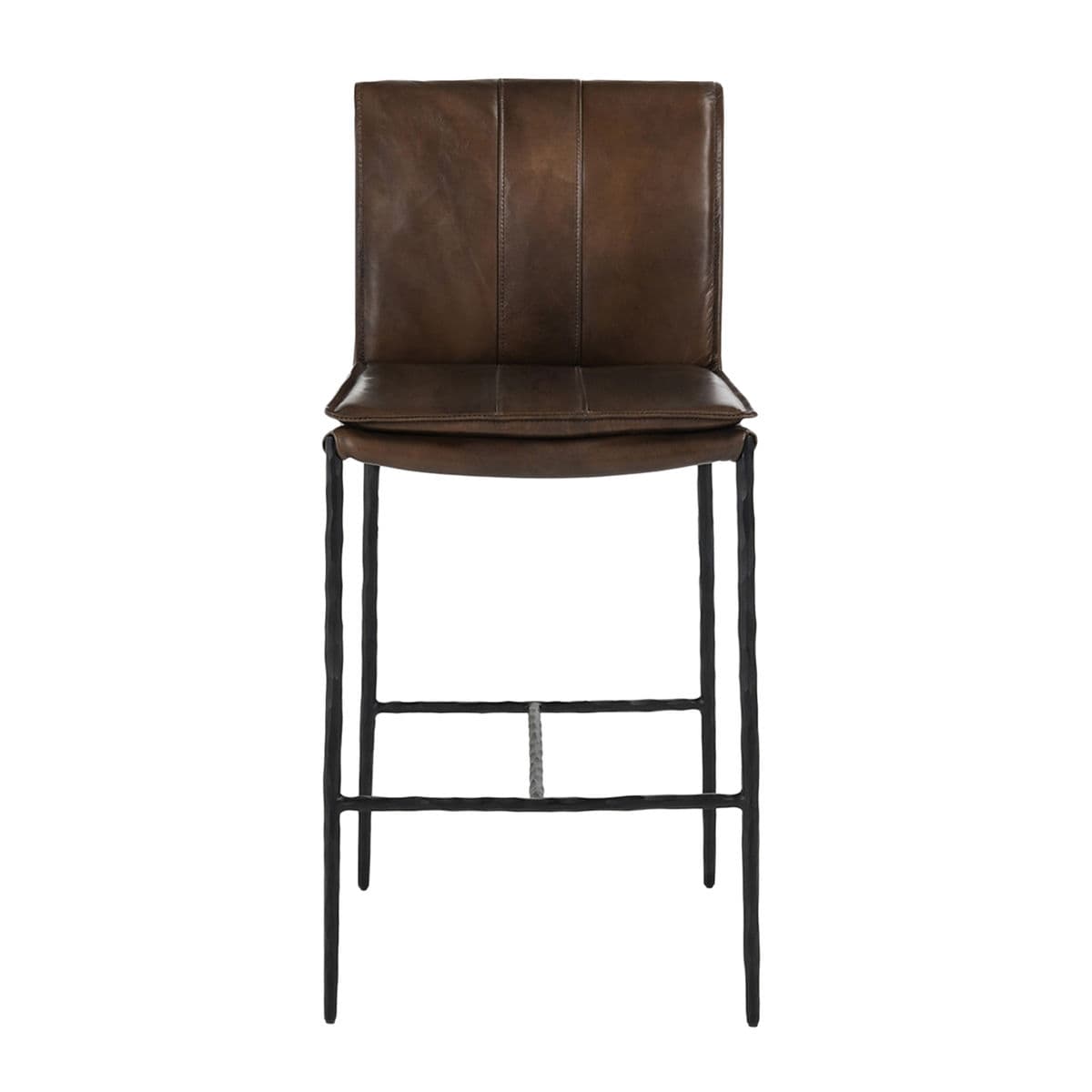 Coffee Brown Leather Counter Stool - Thumbnail 2