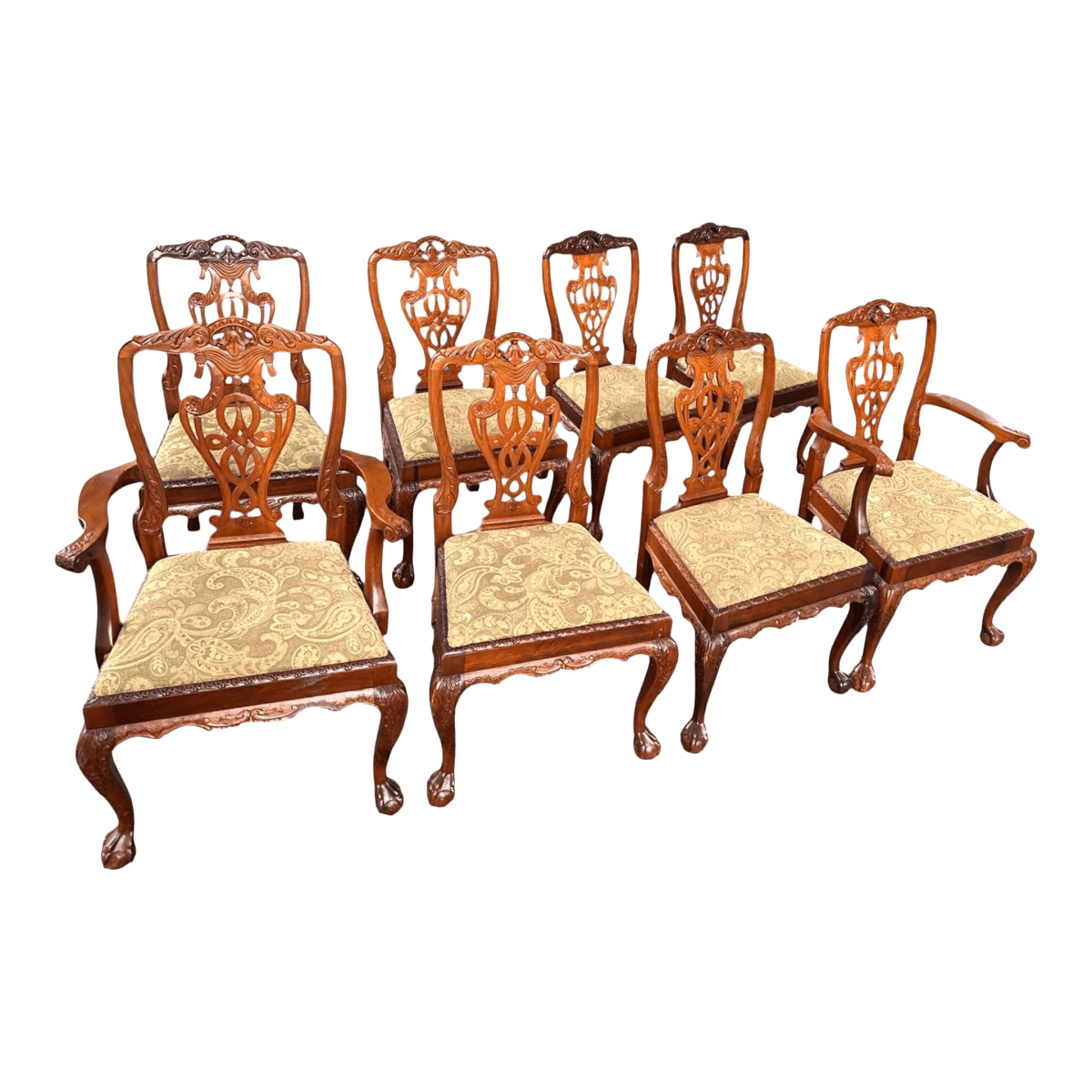 Solid Mahogany Chippendale Dining Chairs - Set of 8 Including 2 Armchairs - Circa Mid 20th Century - Thumbnail 2