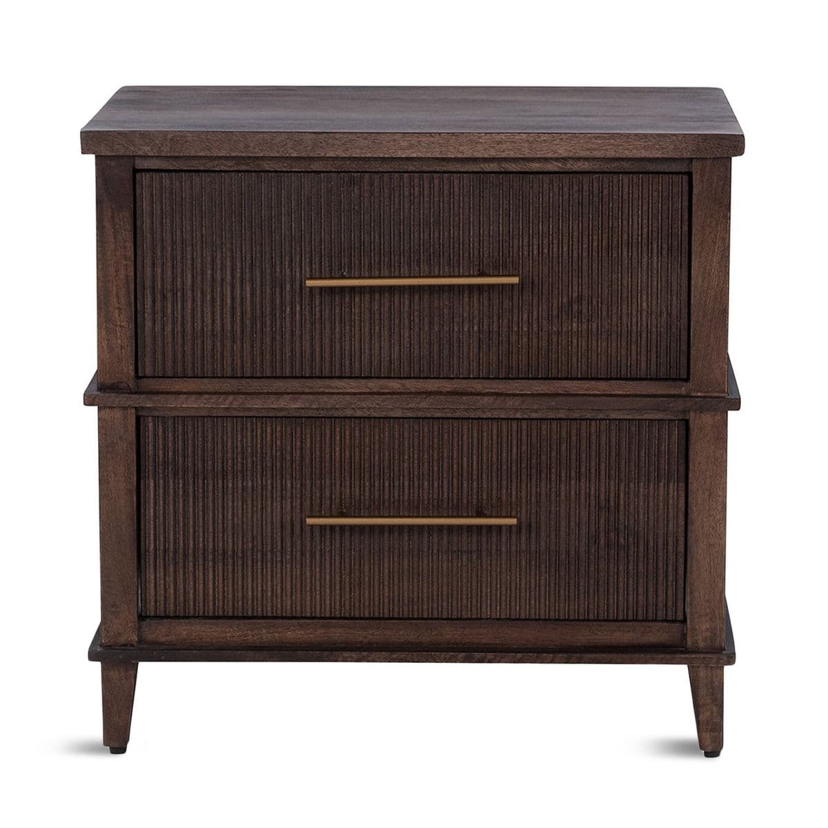 Two-Drawer Walnut Finish Nightstand - Thumbnail 2