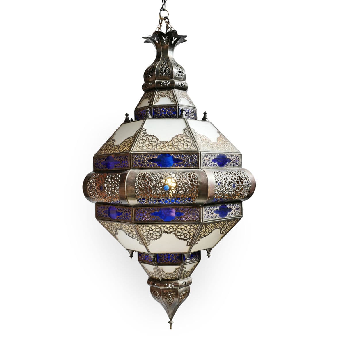 Blue & White Moroccan Pendant Light - Thumbnail 2