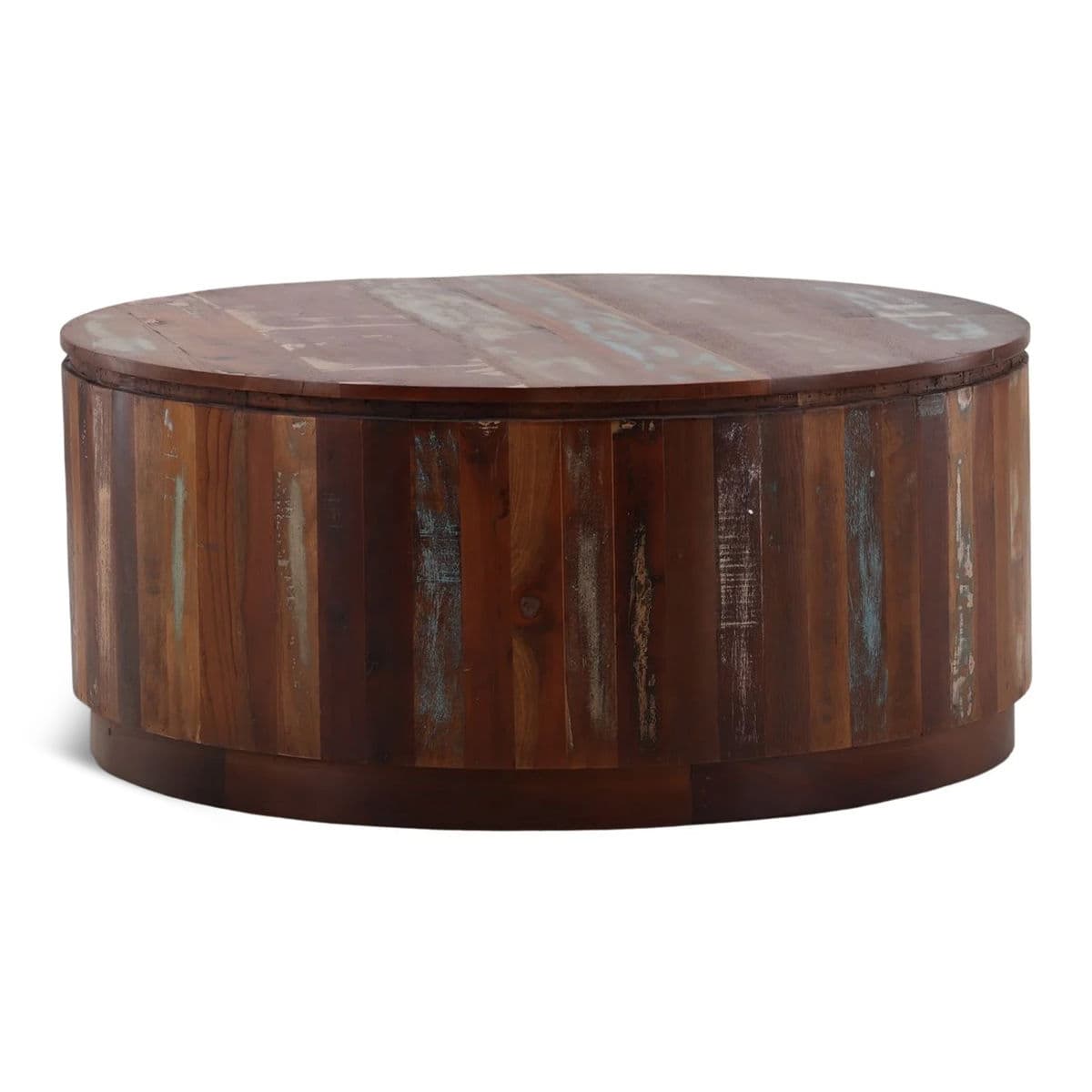 Round Salvaged Wood Coffee Table - Thumbnail 2